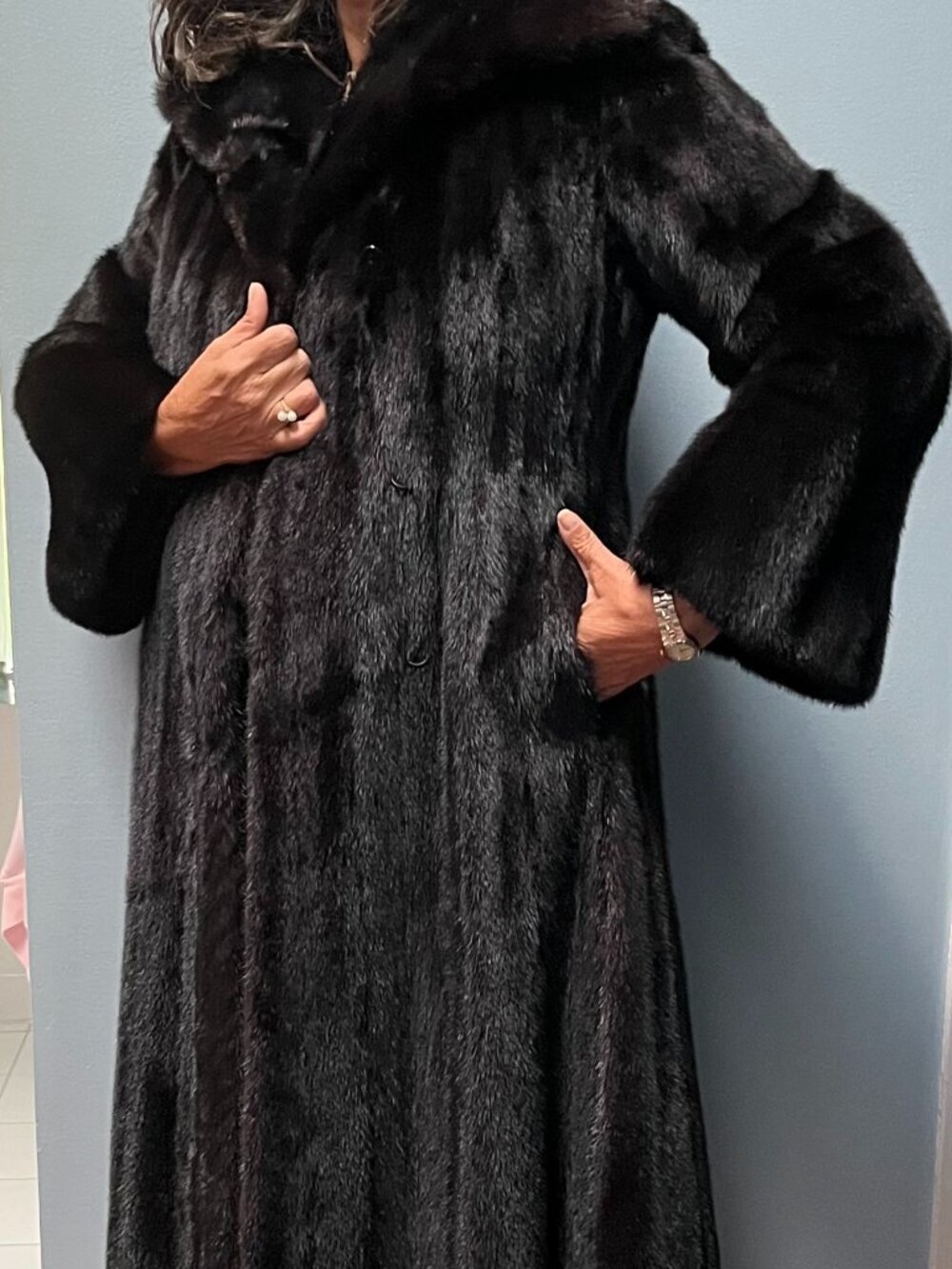 Vintage Green Brothers Full Length Mink Coat Rich Dark Brown Pristine M/L